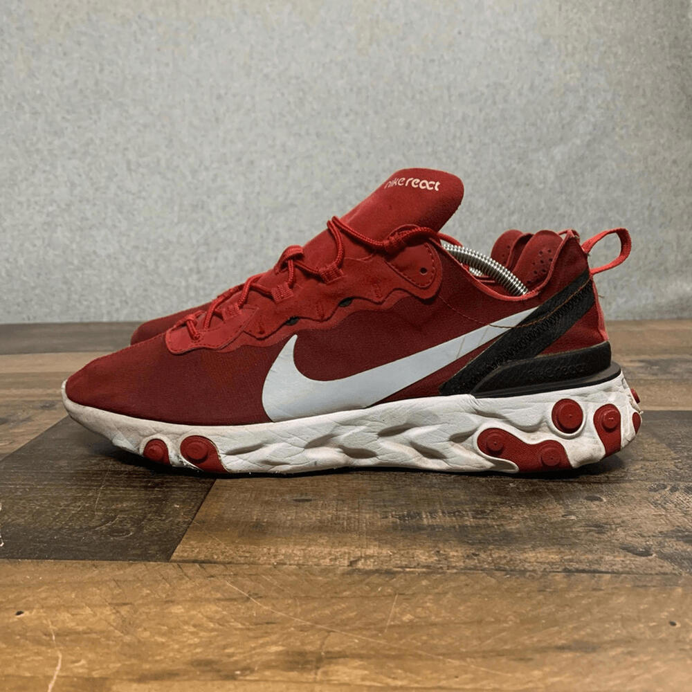 Nike mens 11.5 React Element 55 Athletic Sneakers Shoes Red Black BQ6166-601